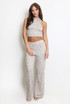 Space Dye Knit Crop Top And Wide Leg Trouser Set 