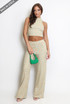 Space Dye Knit Crop Top And Wide Leg Trouser Set 