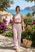 Space Dye Knit Wide Leg Trouser 