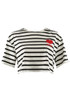 Amour Stripe Print Cropped T-Shirt