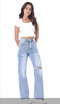 Ripped Style Wide Leg Jeans 