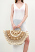 Bamboo Handle Embellished Wicker Bag 