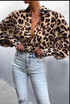 Animal Print Chiffon Blouse With Cuff