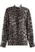 Animal Print Chiffon Blouse With Cuff