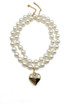 Double Pearl Necklace With Heart Pendant 