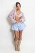 Mid Blue Frayed Hem Denim Shorts