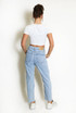 Mid Blue Ripped Mom Fit Denim Jeans