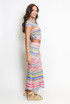 Striped Print Cut Out Midi Dress