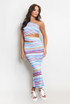 Striped Print Cut Out Midi Dress