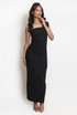 Crepe Side Ruched Bandeau Midi Dress