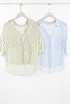 Striped Print Front Pocketed Blouse