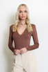 V Neck Long Sleeve Basic Bodysuit 