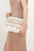 Nude Metallic Crochet Woven Clutch Bag 