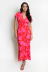 Floral V Neck Maxi Tea Dress