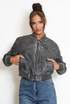 Faux Leather Bomber Jacket 