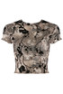 Marble Mesh Short Sleeve Crop Top