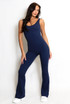 Cut Out Back Ruched Pushup Jumpsuit
