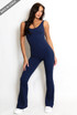 Cut Out Back Ruched Pushup Jumpsuit