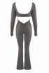 Cut Out Flared Push Up Unitard 