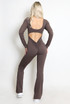 Cut Out Flared Push Up Unitard 