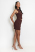 Textured Golden Buttons Trim Skirt
