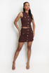 Textured Golden Buttons Trim Skirt
