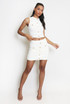 Textured Golden Buttons Trim Skirt