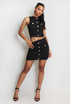 Textured Golden Buttons Trim Skirt