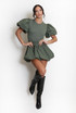 Short Sleeve Puff Ball Dress
