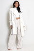 Cream Linen Blend Trench Coat