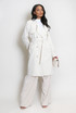 Cream Linen Blend Trench Coat