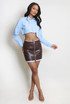 PU Zip Front Mini Skirt