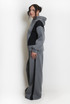 Two Tone slogan Hoodie And Wide Leg Jogger Set