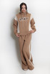 Two Tone slogan Hoodie And Wide Leg Jogger Set