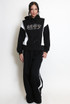 Two Tone slogan Hoodie And Wide Leg Jogger Set