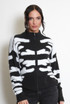 Two Tone Design Zip Cardigan 