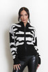 Two Tone Design Zip Cardigan 