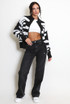 Two Tone Design Zip Cardigan 