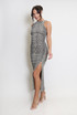 Leopard Denim Leg Slit Midi Dress