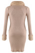 Faux Fur Collar And Cuff Ribbed Knit Dress