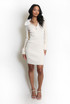 Faux Fur Collar And Cuff Ribbed Knit Dress