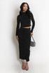 Embellished Mock Neck Crop Top And Midi Skirt