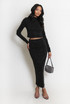 Embellished Mock Neck Crop Top And Midi Skirt