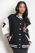 Bear Motif Varsity Jacket