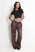 Leopard Print Elasticated Waist Wide Leg Trousers