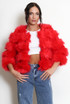 Red Cropped Soft Faux Fur Jacket