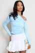 Long Sleeve Crop Top With Asymmetric Neckline 