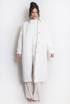 Cable Look Faux Fur Long Coat