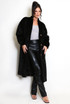 Cable Look Faux Fur Long Coat