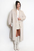 Cable Look Faux Fur Long Coat